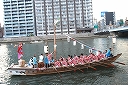 Divine service of boat rowed by hand