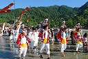 Procession of embarkation of Shinto priest and servant